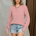 thumbnail image 6 of Annhoo Crochet Sweaters for Women Casual Long Sleeve Crewneck Knitwear Fall Fashion Cutout Pullover Tops, 6 of 7