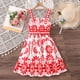 thumbnail image 4 of Vestido de Fiesta de Navidad de las Niñas Impresión de Verano sin Mangas Vestido Maxi con Botones, Vestido de Princesa de Estilo de Vacaciones Casual para Vacaciones de Bebés Y Niños Pequeños, 4 of 9
