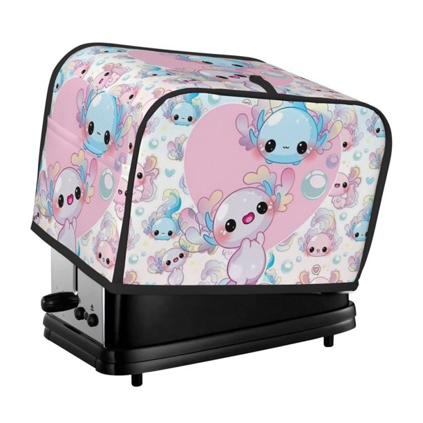 Funda para tostadora de 2 rebanadas con diseño de axolotl de Kawaii, funda protectora contra el polvo y las huellas dactilares para pan, funda de poliéster, fundas para pequeños electrodomésticos de