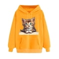 thumbnail image 2 of Oiangi Womens Graphic Hooded with Pockets Cute Cat Print Long Sleeve Sweatshirts Fall Winter Fashion Pullover Yellow S, 2 of 5