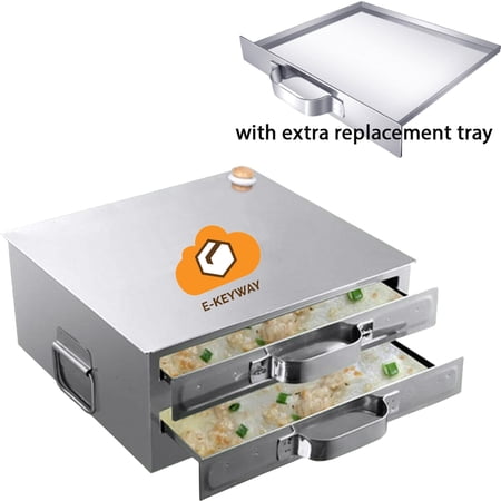 Chinese Rice Noodle Roll Food Steamer with Extra Tray Stainless Steel Square Tier/Layer