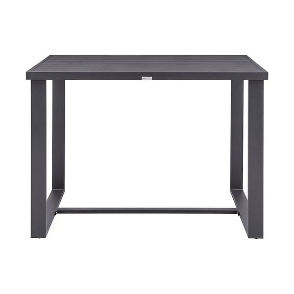 Armen Living Menorca Aluminum Outdoor Bar Height Dining Table in Gray