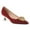 Red, variant on FSJ Women Graceful Crystal Decoration Pointed Toe Pumps Kitten Heel Slip On Party Dress Dancing Shoes Size 8 Brown