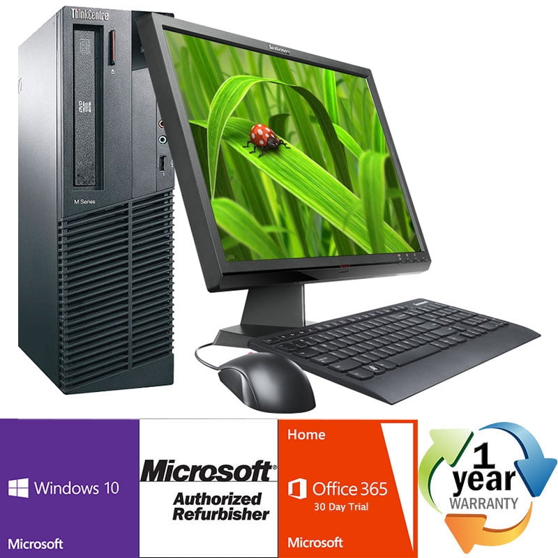 REFURBISHED Lenovo M82 3.2GHz i5 8GB 1TB DVD Win 10 Pro 64 Small Form Computer +19" LCD by Lenovo