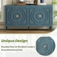 thumbnail image 6 of Accent Storage Cabinet with Adjustable Shelves, Wood Sideboard Buffet Cabinet with Round Shaped Doors and Metal Handle, Aesthetic Console Table Sofa Table for Living Room Entryway, Antique Blue, 6 of 7