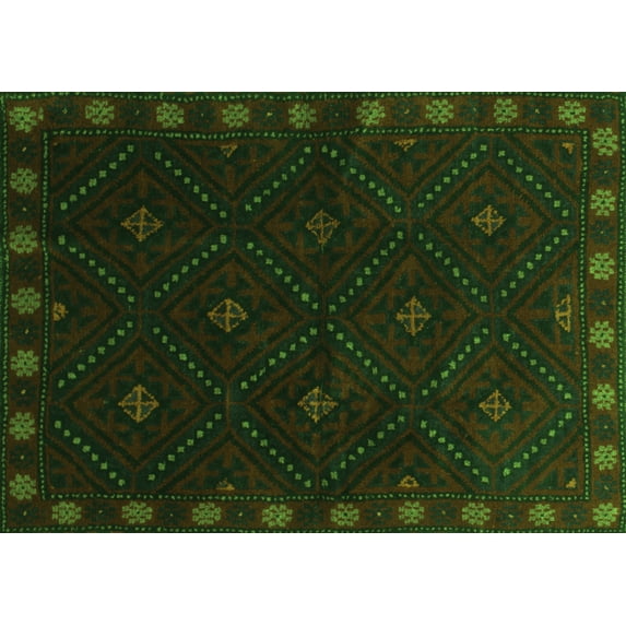 Ahgly Company Indoor Rectangle Southwestern Green Country Area Rugs, 6' x 9'
