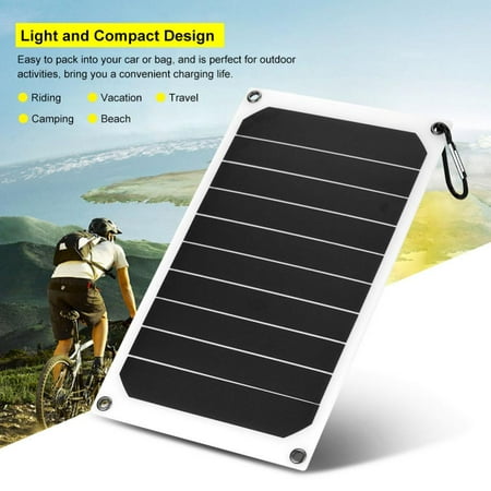 Portable Solar Charger Usb Fosa Portable 10W Outdoor IP64 Waterproof Solar Panel Mobile Power Charger 5V USB Output, Portable Solar Power Bank, Solar Charger ()