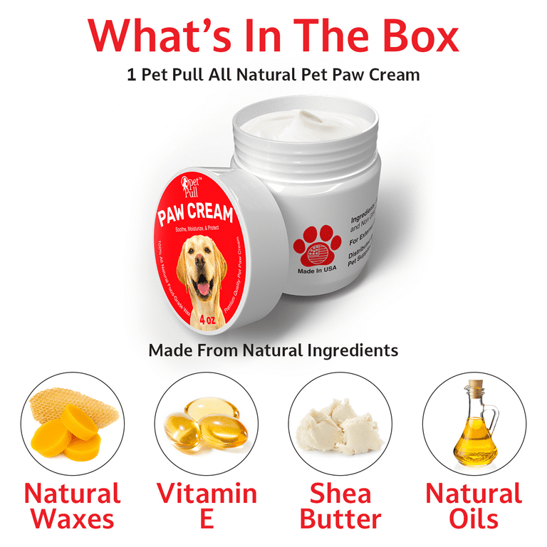 Pet Pull Paw Cream 4 oz Dog Paw Protector for Heat Cold Rough Surfaces Paw Moisturizer Balm with Natural Waxes Oils Puppy Invisible Boot
