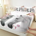 thumbnail image 7 of jejeloiu Farm Animal Horse Twin Sheet Sets,Cherry Blossom Twin Fitted Sheet,Pink Flowers Floral Flat Sheet For Girls Kids,Super Cozy Room Decor,3 Pieces, 7 of 7
