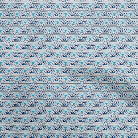 oneOone Polyester Spandex Turquoise Blue Fabric Geometric Fabric For Sewing Printed Craft Fabric By The Yard 56 Inch Wide