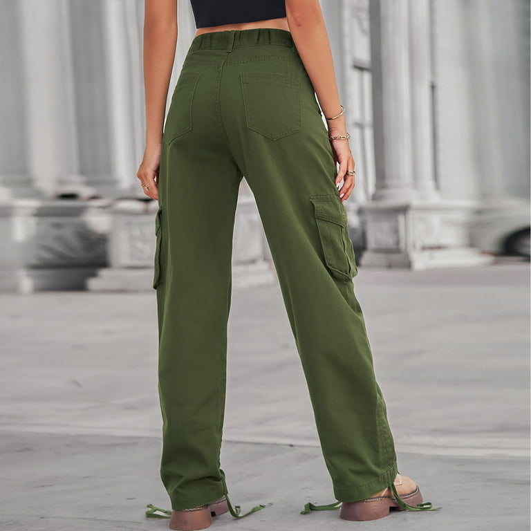 Fashion (Army Green)Cargo Pants Women High Waist Casual Khaki