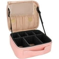 thumbnail image 1 of Makeup Bag, Travel Cosmetic Storage Box, Professional Makeup Artist Storage with Adjustable Dividers Pink, 1 of 6