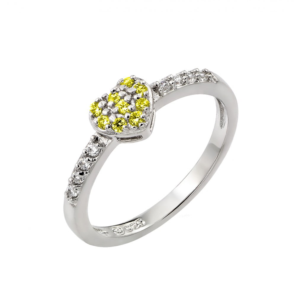 Champagne Yellow Silver Ring Light Yellow Silver Ring Yellow Cubic Zirconia Stacking Ring Sterling Silver November Birthstone Ring