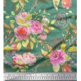 thumbnail image 1 of Soimoi Green Cotton Duck Fabric Flower & Leaves Watercolor Print Fabric by Yard 42 Inch Wide, 1 of 3