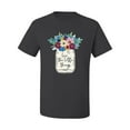 thumbnail image 2 of Wild Bobby, Love The Little Things Artsy Jar with Flowers Pop Culture Men's Graphic T-Shirt, Charcoal, 4XL, 2 of 3