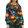 thumbnail image 4 of WTOBBY Women's Halloween Printed Nurse Uniform Top Long Sleeve Single Breasted Style - Perfect for Medical Staff and Halloween Costumes with Comfortable Button Closure,Turquoise S, 4 of 4