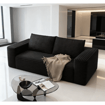 Jopat 63" Loveseat Sofa Couch,Cloud 2 Seater Boneless Couch,Deep Seat Corduroy Sofa,Modern Compressed Sofa Small Couches for Small Spaces,Apartement,Black