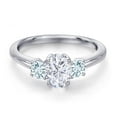 thumbnail image 3 of Gem Stone King 925 Sterling Silver White Moissanite and Sky Blue Aquamarine Engagement Ring for Women | 1.24 Cttw | Oval 7X5MM | Gemstone Birthstone | Size 7, 3 of 7