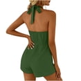 thumbnail image 6 of Favoffer Women Halter Neck Jumpsuit Backless Solid Color Romper Elastic Waist Pocketed One Piece Shorts Loose Casual Overalls for Beach Party Daily, 6 of 9