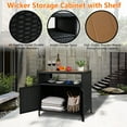 thumbnail image 4 of Patio Outdoor Wicker Storage Cabinet with Shelf,Powder Coated Steel,Patio Bar Table with 2-Door and Shelf,All Weather Resin Wicker,Patio Pool Garden Kitchen,Grey, 4 of 7