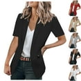 thumbnail image 1 of QIPOPIQ Women's Casual Blazer Short Sleeve Lapel Open Front Work Office Jacket Clearance, 1 of 5
