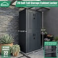 thumbnail image 4 of EHHLY Large Capacity Outdoor Storage Cabinet, 28 Cu.ft Resin Garage Organizer with 4 Adjustable Shelves & Lock, Tall Utility Closet for Patio, Shed, Kitchen, Sage Grey, 4 of 9