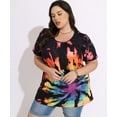 thumbnail image 2 of CASSIE LIZ Plus Size Tops for Women Colorful Tie Dye Short Sleeve Blouses Black Base Fashion Swing Crew Neck Shirts Tee Loose Fit Tunics Spring Summer Casual Pullover XL 14W 16W, 2 of 5