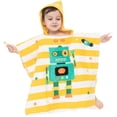 thumbnail image 1 of Poncho con capucha para baño/piscina/playa para niños, toalla de playa de algodón con estampado de animales de dibujos animados para bebés y niños-Robot- oso de fresa Electrónica, 1 of 5