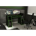 thumbnail image 4 of Polifurniture Kyoto 57.5 in. Gaming Computer Desk with Keyboard Tray and Shelves, Green and Black, All Ages, 4 of 10