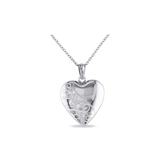 Gem & Harmony Sterling Silver Locket Heart Pendant Necklace with 18 inch Chain for Women