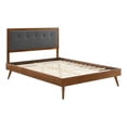 thumbnail image 2 of Modway Willow Full Wood Platform Bed with Splayed Legs in Walnut/Charcoal, 2 of 11