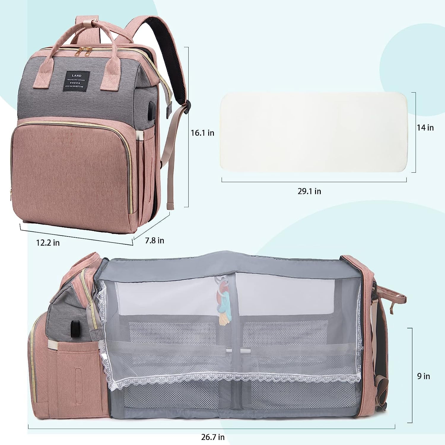 Large Capacity Diaper Bag/Baby Bed w/ Mosquito Net – Produva