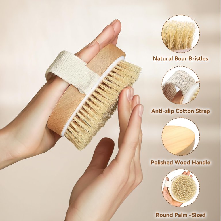 detects motiond 2 Pack Natural Bristle Dry Body Brush photo 6