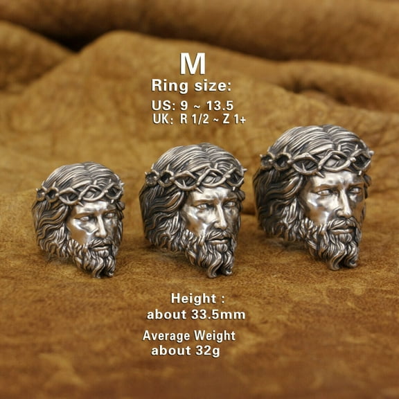 925 Sterling Silver Jesus Christ Ring Biker Punk Jewelry TA400 Middle Model US Size 10