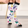 thumbnail image 5 of FORMRS Womens Knee High Socks Casual Long Thick Travel Daily Wear, 2 Pairs, Green Retro Shapes, 5 of 6