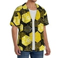 thumbnail image 4 of Xecao offers the Geometric Pattern with Bee for Men's Casual Short-sleeved Shirt, a button-up collared shirt with a pocket, perfect for beach vacations and yacht travel in the Medium size., 4 of 7