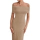 thumbnail image 5 of Vestido PRETTYGARDEN Maxi Bodycon con Hombros Descubiertos en Caqui Claro Talla L, 5 of 8