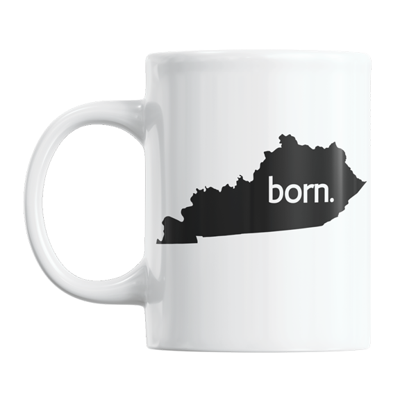 Kentucky Born & KY USA State Map Outline, US Citizen Coffee & Tea Mug Cup (11oz)