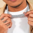 thumbnail image 6 of JeenMata Full Iced Out Bling Miami Cuban Chain Necklace in White - Hip Hop Jewelry - Men's Chunky Jewelry, 6 of 6