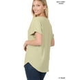 thumbnail image 3 of Zenana Plus Size V-Neck Heavy Dobby Boat Neck Rolled Short Sleeve Blouse Top, 3 of 4