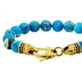 thumbnail image 3 of Genuine Sea Sediment Jasper Gold Plated Stainless Steel Beaded Men's Bracelet, 8.50", 3 of 3