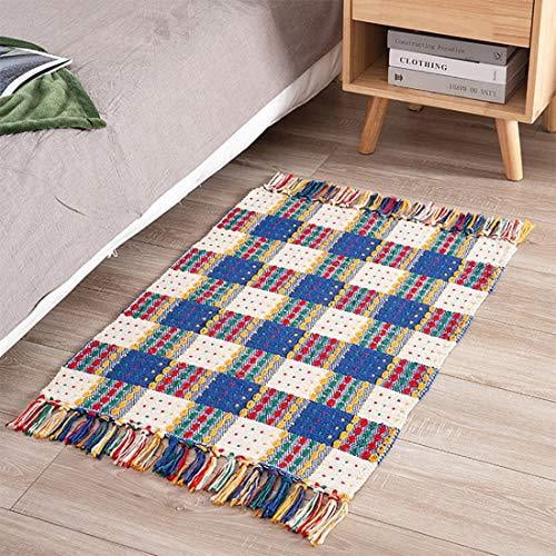 Entryway Rug Indoor Outdoor Door Mat, Colorful Chindi Rug Small Floor Rug,  Front Door Mat Accent Rug, Hand Woven Boho Decor Cotton Doormat 