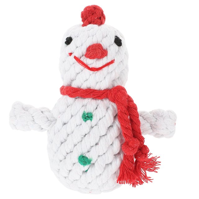 KAKOWELY Juguete masticable para perros con forma de muñeco de nieve, juguete para la dentición de perros, juguete masticable tejido a mano para cachorros.