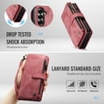 thumbnail image 6 of ShellTech For Samsung Galaxy Z Fold 7 PU Leather Wallet Case with Card Holder Kickstand Magnetic Zipper Pocket Lanyard Strap Wristlet,Leather Flip Case Shockproof Protective Cover,Red, 6 of 8