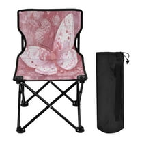 600D Oxford Camping Chair Portable Foldable Chair Supports 220 lbs for Picnic, Fishing, Backpacking Soft Pink Butterfly