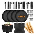 thumbnail image 1 of Juegos de Vajilla de Paja deTrigo (62 piezas),Platos y Tazones de Paja de Trigo Irrompibles Reutilizables,sin BPA,Aptos para Microondas y Lavavajillas,Perfecto para Camping,Picnic,RV,Dormitorio, 1 of 7
