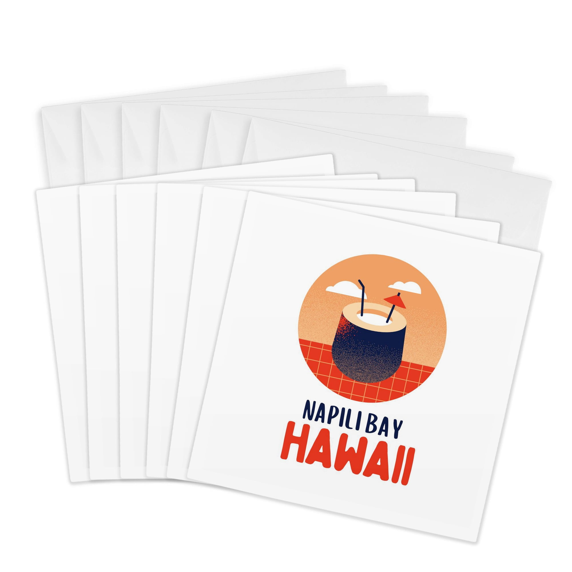 3drose Napili Bay Hawaii Travel Prints Remembrance Gift 6 Greeting Cards with Envelopes