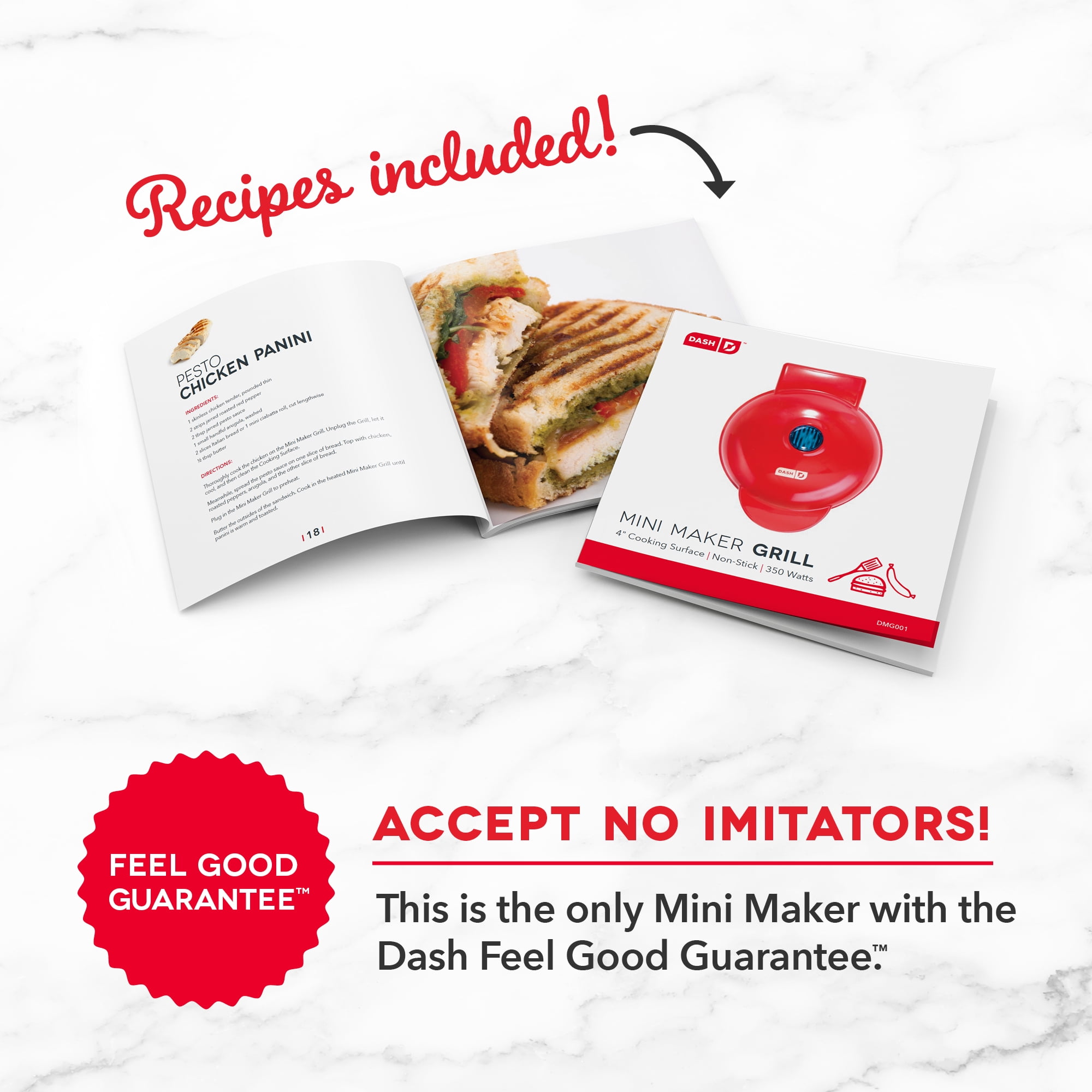 Dash Mini Maker Portable Grill Machine, 4in Cooking Surface, Red