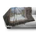 thumbnail image 3 of Rustic Soft Flannel Fleece Blanket, Winter Season Scene from a Wooden Window of Country House Snow Vintage Design, Cozy Plush for Indoor and Outdoor Use, 50" x 70", Umber White Blue, by Ambesonne, 3 of 6