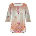 thumbnail image 5 of Dyegold Fall Tops For Women 2023 Trendy Long Sleeve Shirts Casual Loose Floral Tunics Fashion Slit Button Square Neck Blouse, 5 of 5